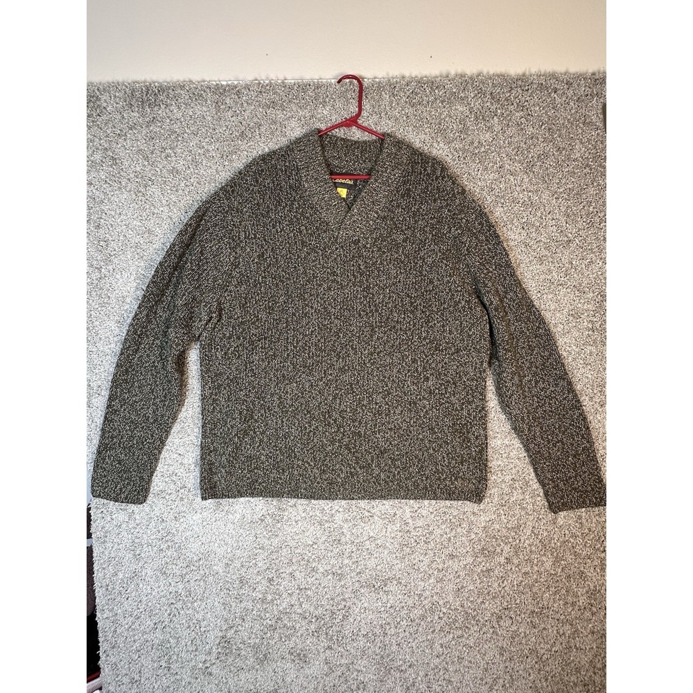 Cabela's Shawl Collar Cotton‎ Sweater Olive Marled Knit Pullover 2XL
